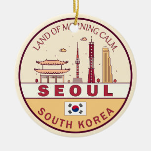 Seoul Zuid-Korea City Skyline Embleem Keramisch Ornament