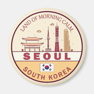 Seoul Zuid-Korea City Skyline Embleem Magneet