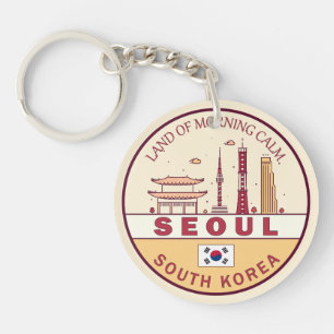 Seoul Zuid-Korea City Skyline Embleem Sleutelhanger