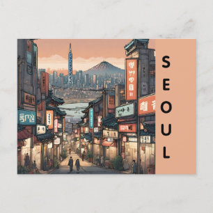  seoul Zuid-Korea City Travel Retro Street Briefkaart
