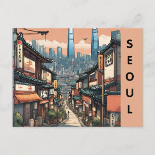 seoul Zuid-Korea City Travel Street Sky Briefkaart