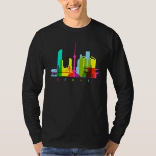 Seoul Zuid-Korea Kleurrijke Zuid-Koreaanse Skyline T-shirt