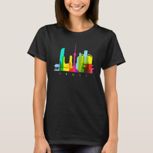 Seoul Zuid-Korea Kleurrijke Zuid-Koreaanse Skyline T-shirt