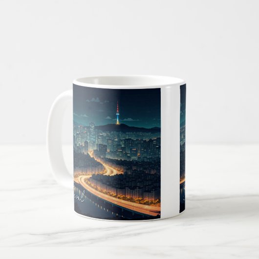 Seoul Zuid-Korea Night uitzicht Koffiemok (Voorkant links)