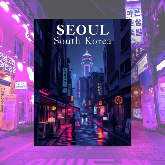 Seoul Zuid-Korea Noir Nacht Stad Briefkaart