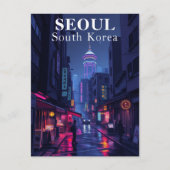Seoul Zuid-Korea Noir Nacht Stad Briefkaart (Voorkant)