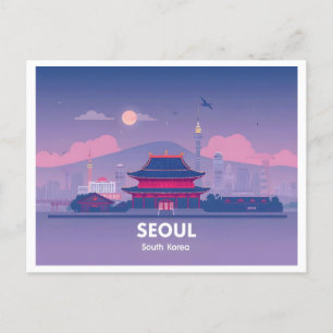 Seoul Zuid-Korea Pastelreizen Ontwerp Briefkaart