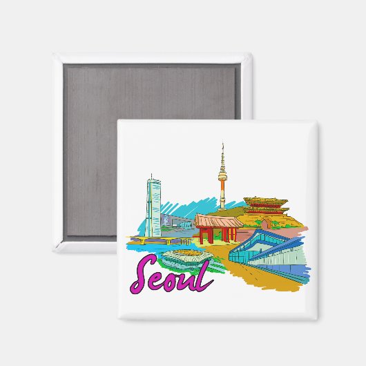 Seoul - Zuid-Korea.png Magneet (Voorkant / Achterkant)