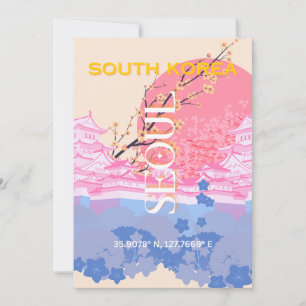 Seoul Zuid-Korea Reiskunst, Pastel Feestdagenkaart