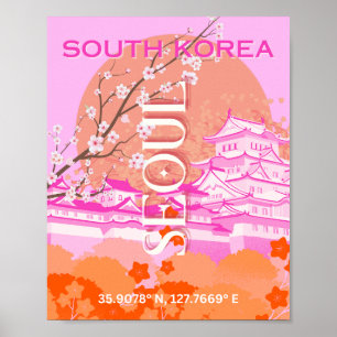 Seoul Zuid-Korea Reiskunst, Roze Poster