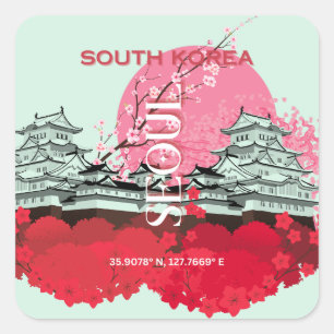 Seoul Zuid-Korea Reiskunst Vierkante Sticker