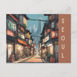  Seoul Zuid-Korea Reizen Aziatische Stadsstraat Briefkaart