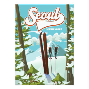 Seoul Zuid-Korea ski reisposter Foto Afdruk