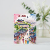 Seoul Zuid-Korea Travel waterverf Briefkaart (Staand voorkant)