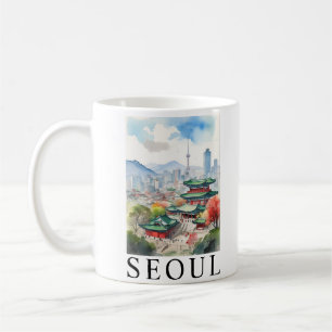 Seoul, Zuid-Korea Waterverf Reiskunst Koffiemok
