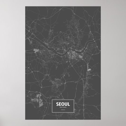 Seoul, Zuid-Korea (zwart wit) Poster (Voorkant)