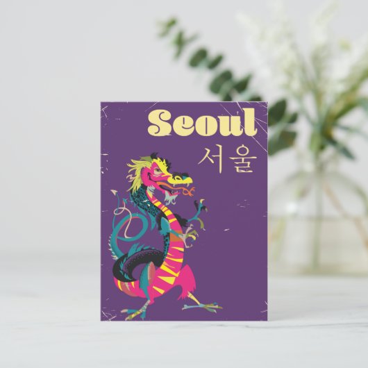 Seoul Zuid-Koreaanse reisposter Briefkaart (Staand voorkant)