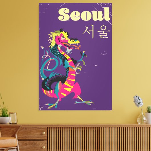 Seoul Zuid-Koreaanse reisposter Canvas Afdruk (Insitu (Woonkamer))