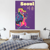 Seoul Zuid-Koreaanse reisposter Canvas Afdruk (Insitu (Slaapkamer))