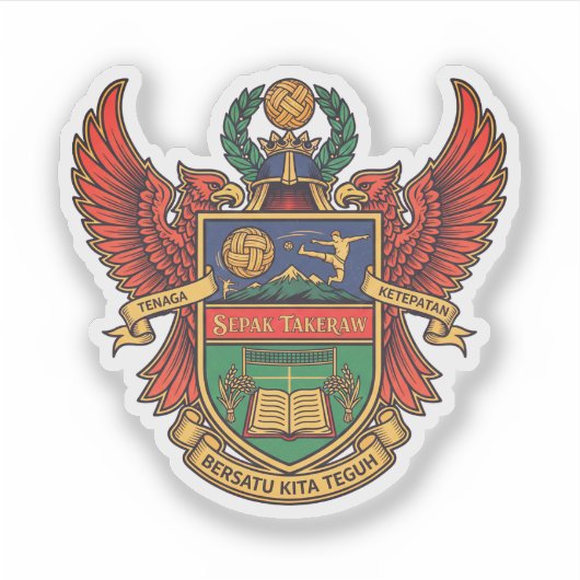 Sepak Takraw - heraldry style logo Sticker (Voorkant)