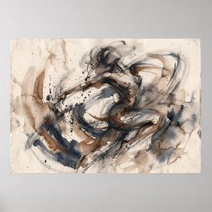 Sepia Abstracte Bewegingsposter Poster