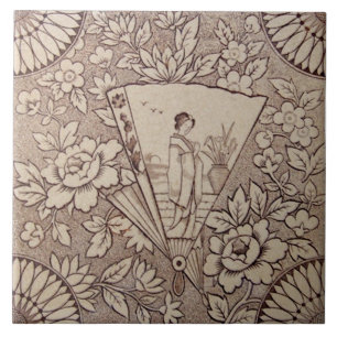 Sepia Aesthetisch Japans Stijl Antiek c1880 repro Tegeltje