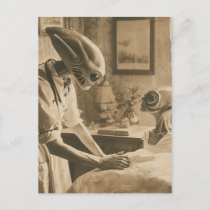  sepia aliens briefkaart