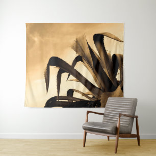Sepia Aloe Plant Tapestry Wandkleed