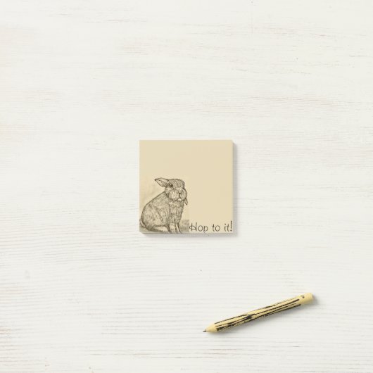 Sepia Antiek Bunny Rabbit Post-It Notes (Op bureau)