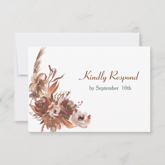 Sepia Automne Floral Wedding RSVP (Devant)