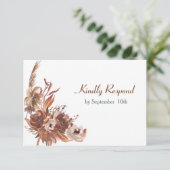 Sepia Automne Floral Wedding RSVP (Debout devant)