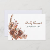 Sepia Automne Floral Wedding RSVP (Devant / Derrière)