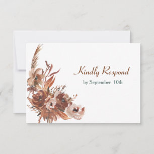 Sepia Automne Floral Wedding RSVP