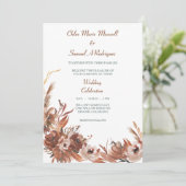 Sepia Autumn Floral Wedding Uitnodiging (Staand voorkant)