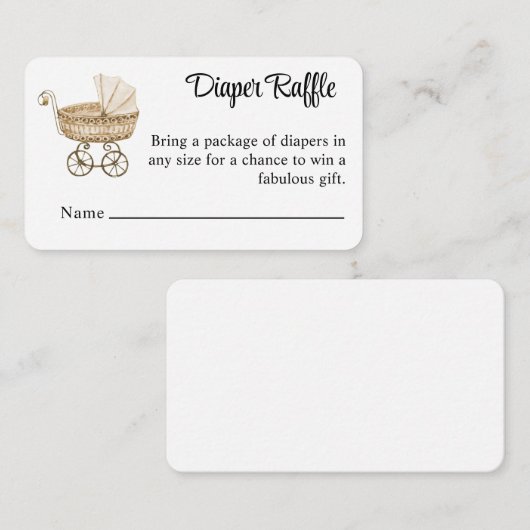  Sepia Baby Buggy Luier Raffle Informatiekaartje (Voorkant / Achterkant)