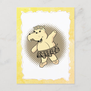 Sepia Ballerina Hippo met Tutu Old Paper Lijst Briefkaart