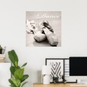 Sepia Ballet Slipper Pointe Shoes Dance Sjabloon Poster (Thuiskantoor)