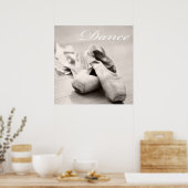 Sepia Ballet Slipper Pointe Shoes Dance Sjabloon Poster (Keuken)