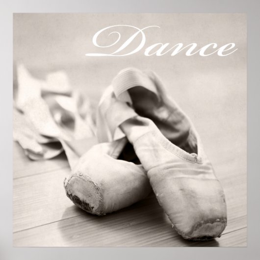 Sepia Ballet Slipper Pointe Shoes Dance Sjabloon Poster (Voorkant)
