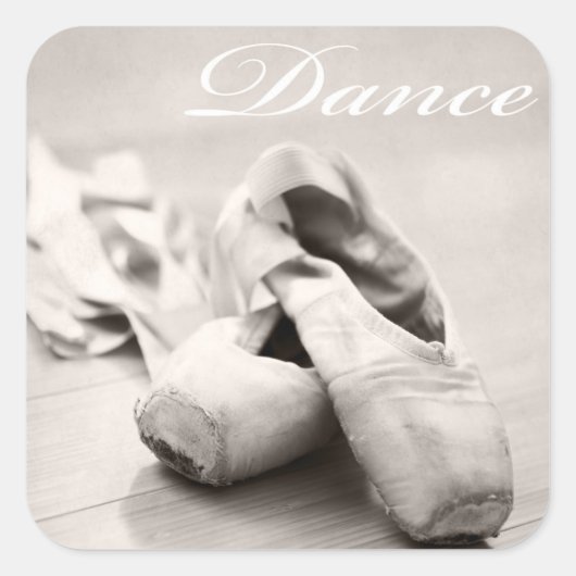 Sepia Ballet Slipper Pointe Shoes Dance Sjabloon Vierkante Sticker (Voorkant)