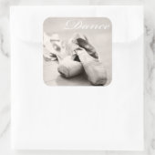 Sepia Ballet Slipper Pointe Shoes Dance Sjabloon Vierkante Sticker (Tas)