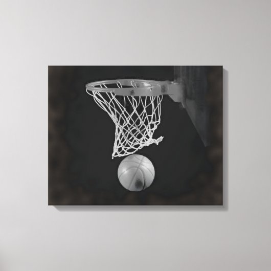 Sepia Basketbal Artwork Verpakt Canvas Afdruk (Voorkant)