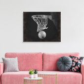 Sepia Basketbal Artwork Verpakt Canvas Afdruk (Insitu (Woonkamer))