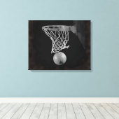 Sepia Basketbal Artwork Verpakt Canvas Afdruk (Insitu (Houten vloer))