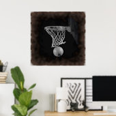 Sepia Basketbal Kunstwerk Poster (Thuiskantoor)