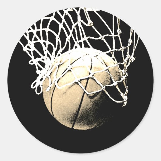  Sepia Basketbal Ronde Sticker (Voorkant)