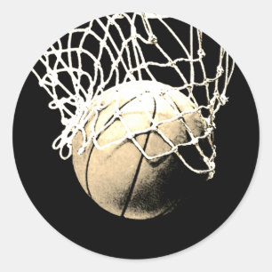Sepia Basketbal Ronde Sticker