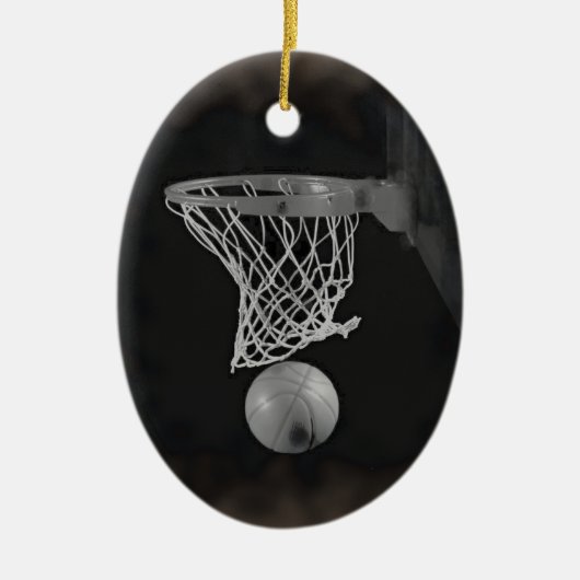 Sepia Basketball Keramisch Ornament (Voorkant)