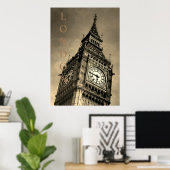  Sepia Big Ben Art-fotografie Poster (Thuiskantoor)