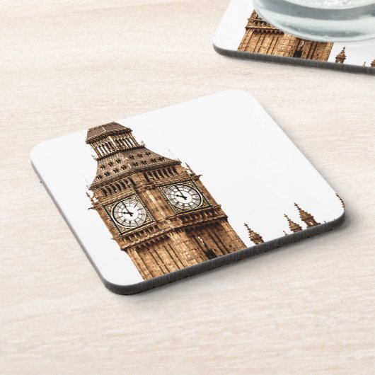 Sepia Big Ben Tower Bier Onderzetter (Linkerzijde)